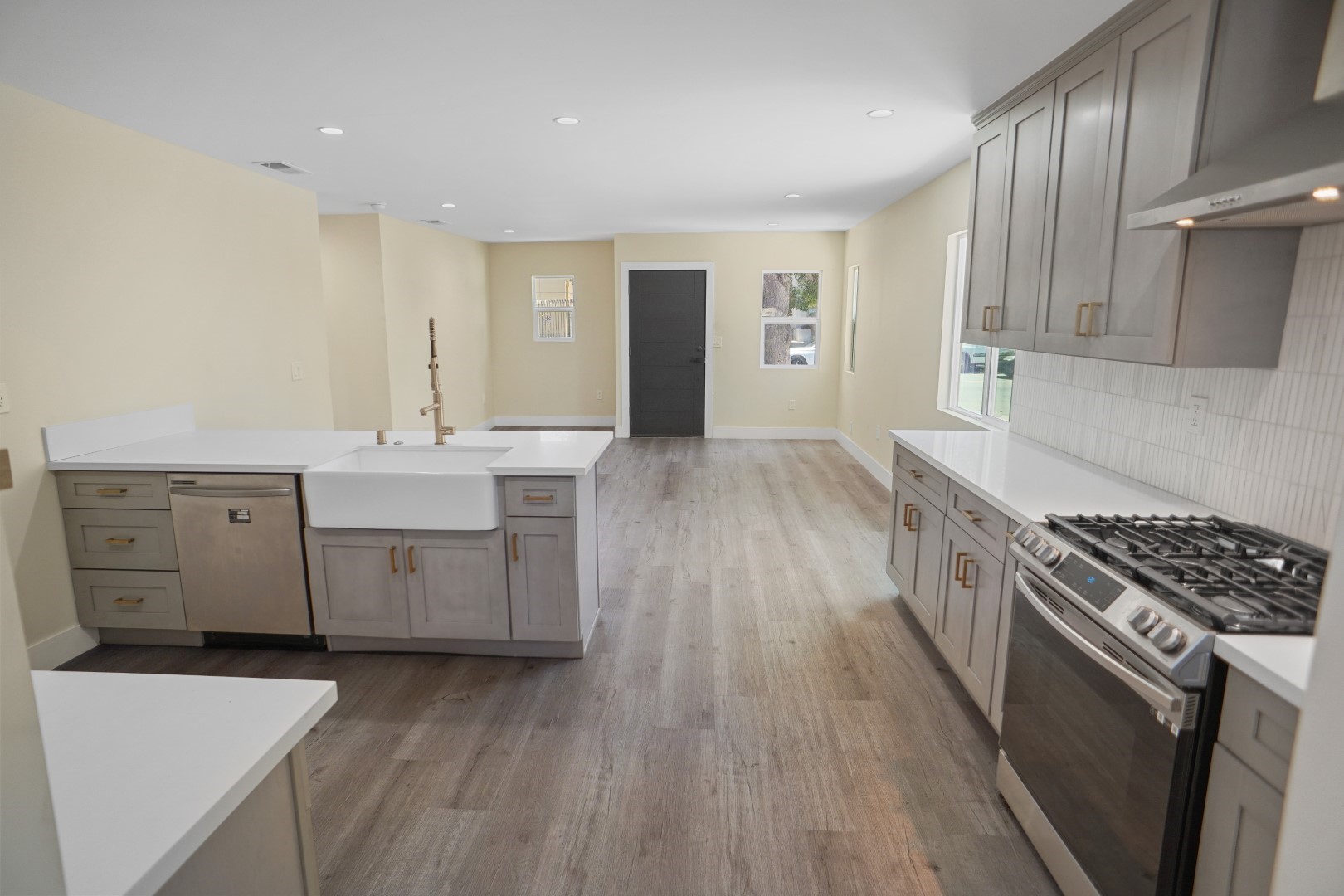 Open floor plan from laundry area